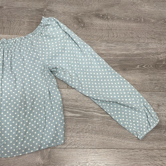 Rewind Polka Dot Off The Shoulder Cropped Button Down Blouse XL - Picture 16 of 16